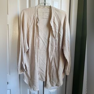 Aerie Gauzy Coverup Shirt Women’s XXL Soft Oat color